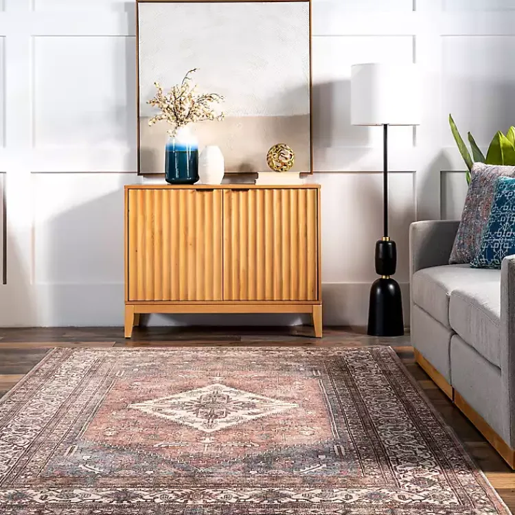 Kirklands Home Area Rugs|Persian Medallion Washable Area Rug, 3x5 Red