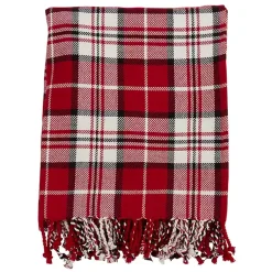 Best Plaid Cotton Throw with Tassels Blankets & Throws