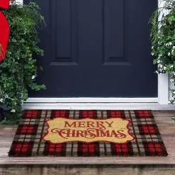 Discount Red Plaid Merry Christmas Doormat Outdoor Christmas Decorations