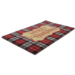 Discount Red Plaid Merry Christmas Doormat Outdoor Christmas Decorations
