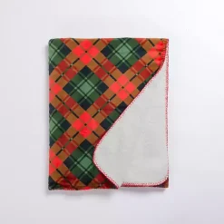Plaid Sherpa Christmas Throw Blankets & Throws