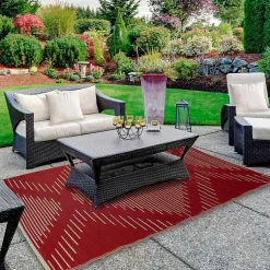 Kirklands Home Outdoor Rugs|Red Primitive Arrow Outdoor Area Rug, 4x6
