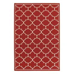 Kirklands Home Outdoor Rugs|Quatrefoil Jenn Outdoor Rug, 5x7 Red