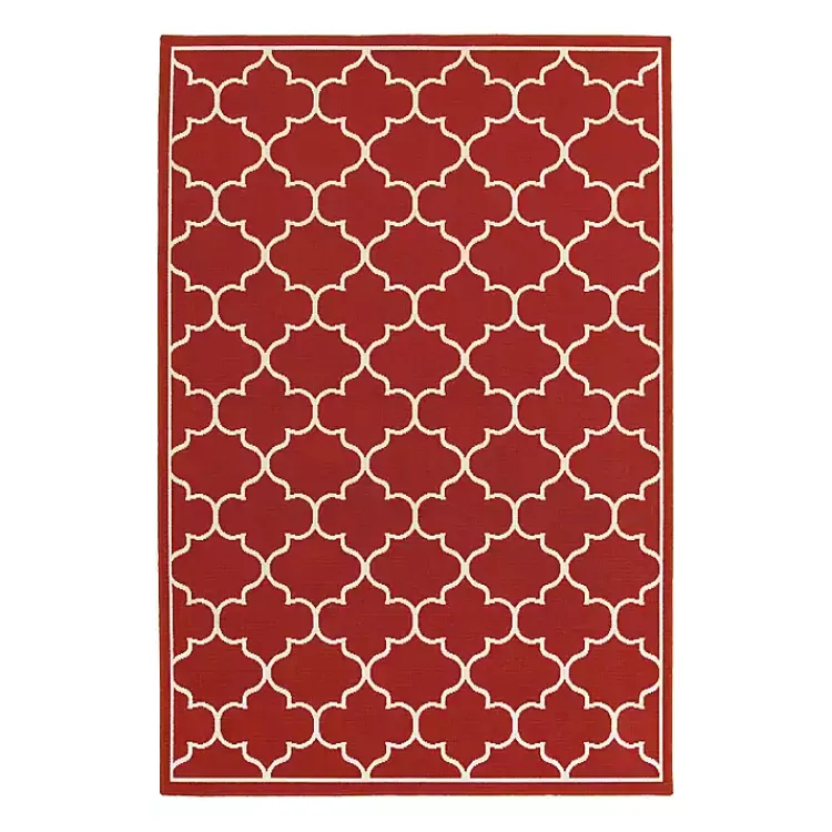 Kirklands Home Outdoor Rugs|Quatrefoil Jenn Outdoor Rug, 5x7 Red