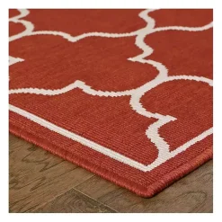 Kirklands Home Outdoor Rugs|Quatrefoil Jenn Outdoor Rug, 5x7 Red