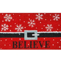 Online Santa Belt Believe Coir and Vinyl Doormat Outdoor Christmas Decorations