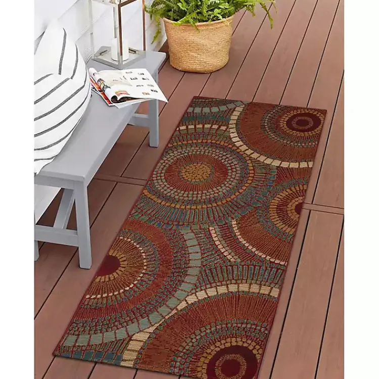 Kirklands Home Outdoor Rugs|Spheres Indoor/Outdoor Runner, 1x4 Red