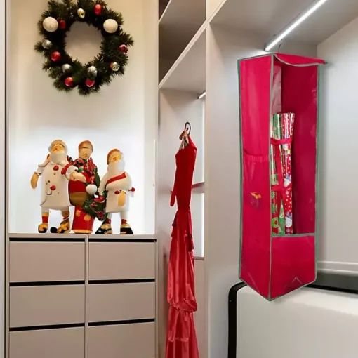 Clearance Red Storage Bag Christmas Hanging Organizer Seasonal Storage