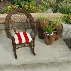 Kirklands Home Outdoor Cushions & Pillows|Red Stripe French 2-pc. Outdoor Wicker Cushion Set