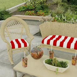Kirklands Home Outdoor Cushions & Pillows|Red Stripe French 2-pc. Outdoor Wicker Cushion Set