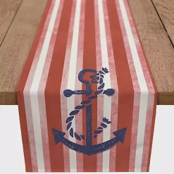 Kirklands Home Table Linens|Red Stripes and Anchor Table Runner, 90 in.
