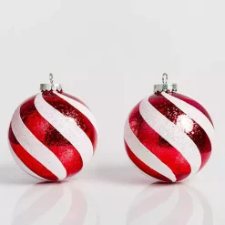 Clearance Red Swirl 6 in. Tree Ornament, Set of 2 Christmas Ornaments