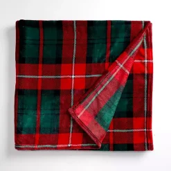 New Red Tartan Plaid Plush Throw Blankets & Throws