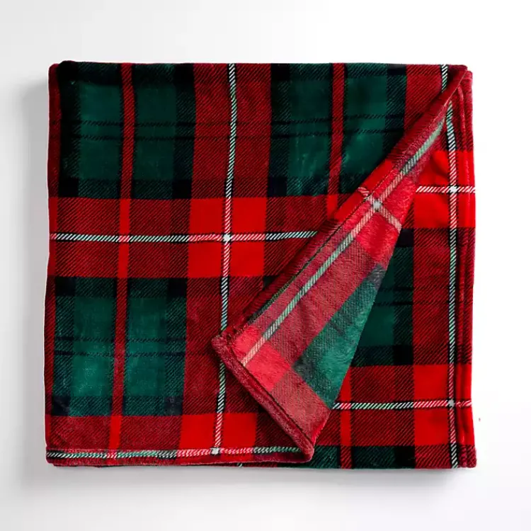 New Red Tartan Plaid Plush Throw Blankets & Throws