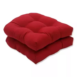 Kirklands Home Outdoor Cushions & Pillows|Tufted Outdoor Wicker Chair Cushion, Set of 2 Red