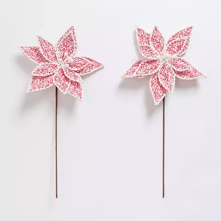 Online Red Tweed Magnolia Pick Christmas Tree Decorations