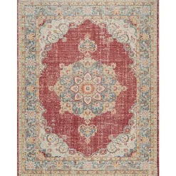Kirklands Home Area Rugs|Vintage Medallion Area Rug, 7x10 Red