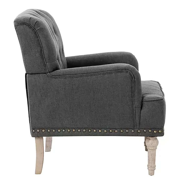 Kirklands Home Accent Chairs|Reginald Charcoal Button Tufted Armchair Gray