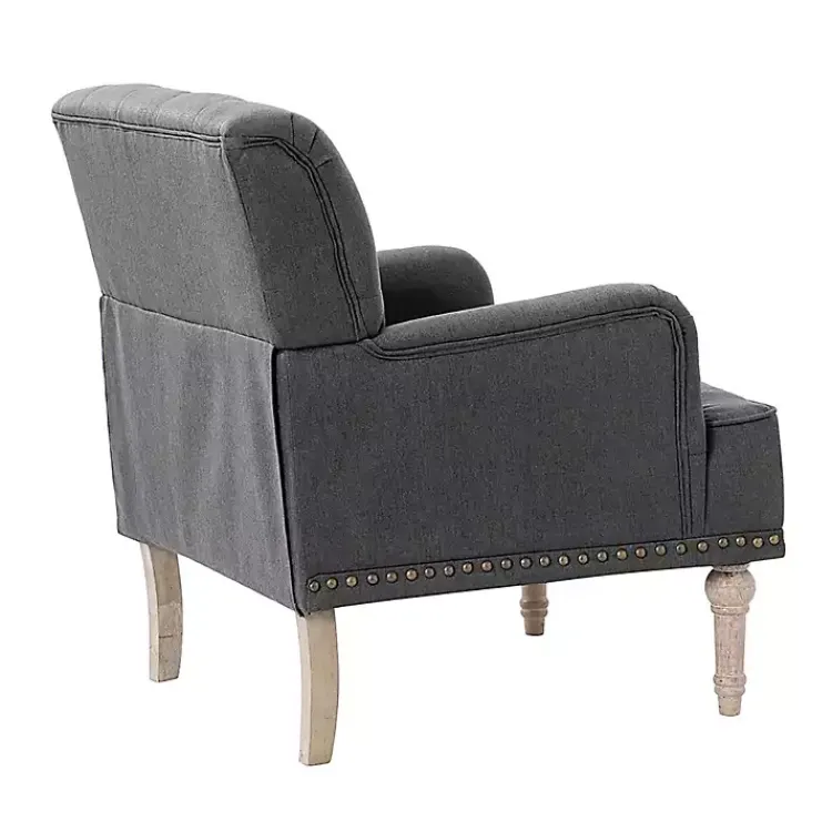 Kirklands Home Accent Chairs|Reginald Charcoal Button Tufted Armchair Gray