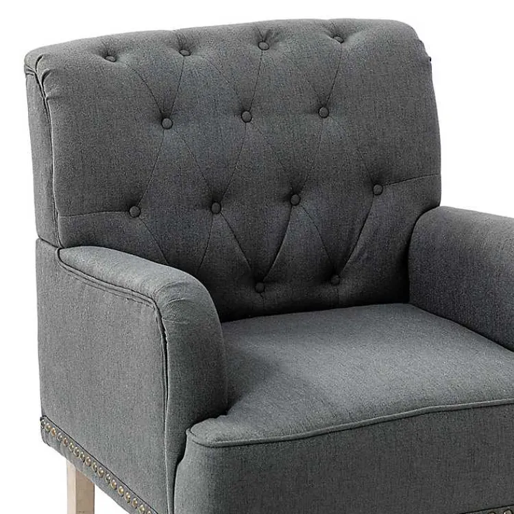 Kirklands Home Accent Chairs|Reginald Charcoal Button Tufted Armchair Gray