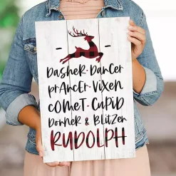 Best Reindeer List Wood Wall Plaque Christmas Art & Wall Decor