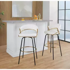 Kirklands Home Bar Stools & Counter Height Stools|Remy Swivel Bar Stools, Set of 2 White