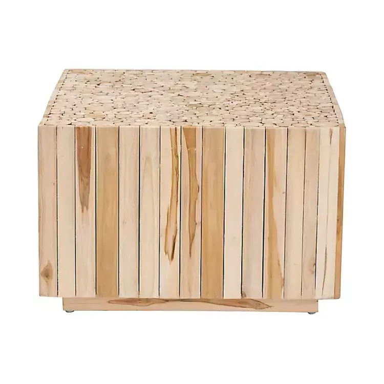 Kirklands Home Coffee Tables|Repurposed Wood Logs Square Coffee Table Tan