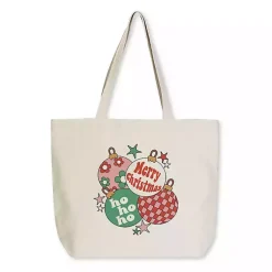Discount Retro Christmas Ornaments Canvas Tote Bag Christmas Decorations