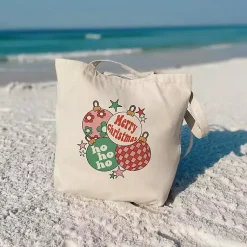 Discount Retro Christmas Ornaments Canvas Tote Bag Christmas Decorations