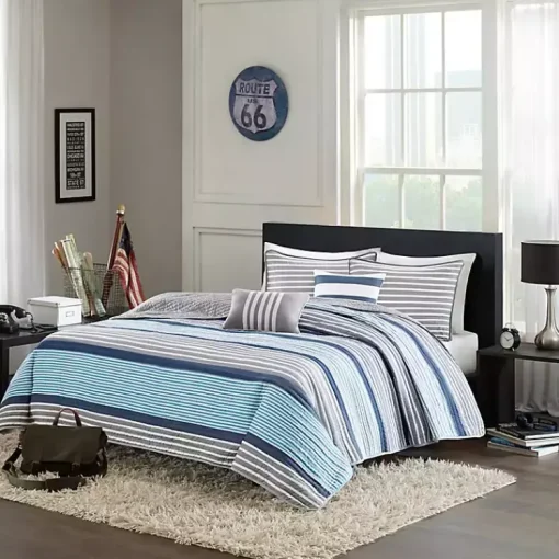 Kirklands Home Quilts|Reversible Stripes 5-pc. Full/Queen Quilt Set