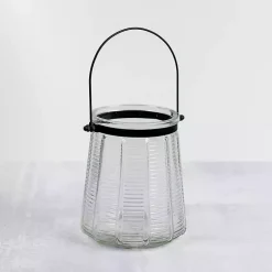 Discount Ribbed Glass Lantern with Metal Handle, 6 in. Lanterns