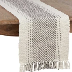 Kirklands Home Table Linens|Rich Gray Kantha Stitch Table Runner