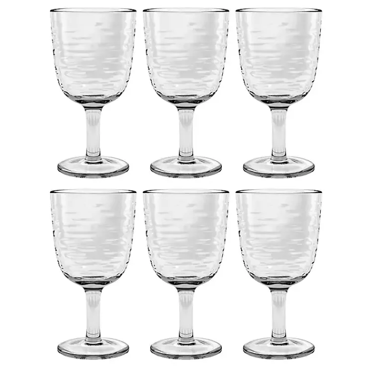 Kirklands Home Glassware & Drinkware|Ripple Shatterproof Goblet Glasses, Set of 6 Clear