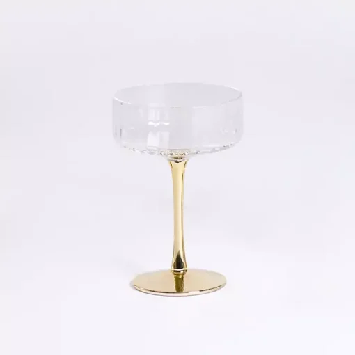Kirklands Home Glassware & Drinkware|Ripple Gold Base Coupe Wine Glass