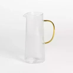 Kirklands Home Serving & Entertaining|Ripple Gold Handle Glass Pitcher
