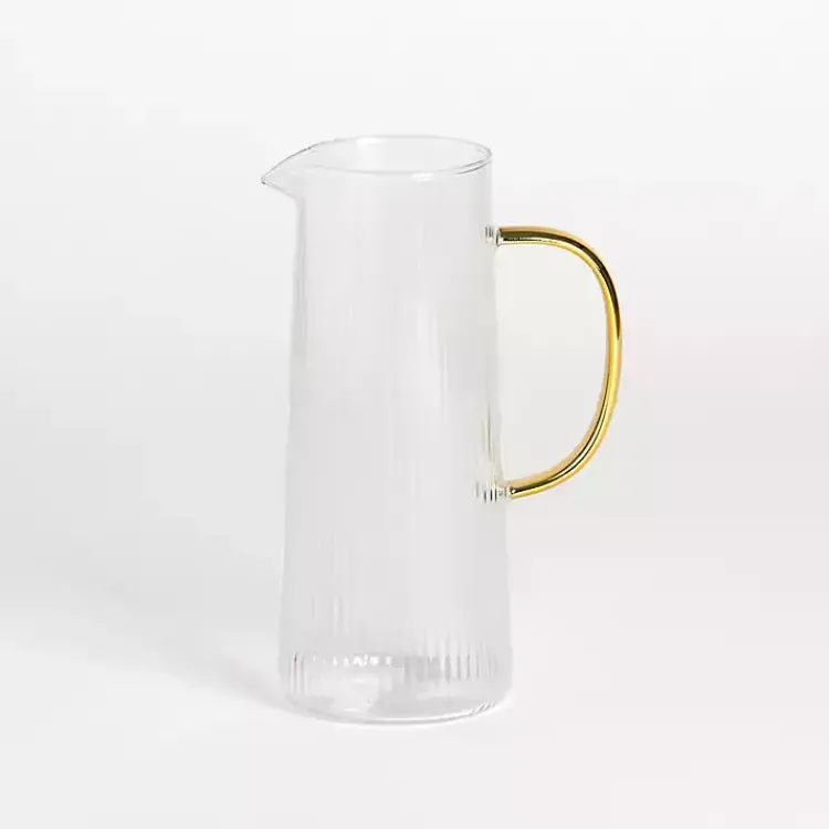 Kirklands Home Serving & Entertaining|Ripple Gold Handle Glass Pitcher