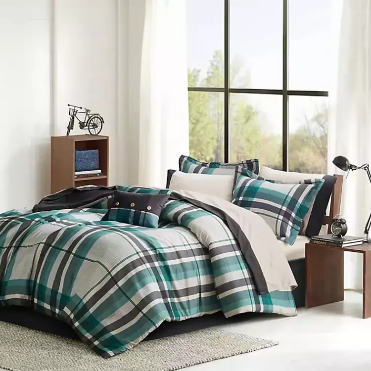 Kirklands Home Comforters|Roger Plaid 9-pc. Queen Comforter Set