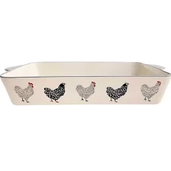 Kirklands Home Bakeware & Cookware|Rooster Stoneware Baking Dish Ivory