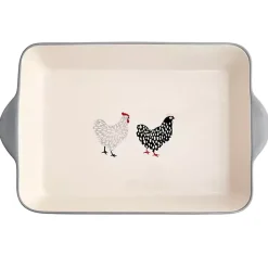 Kirklands Home Bakeware & Cookware|Rooster Stoneware Baking Dish Ivory