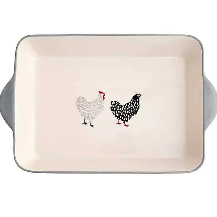 Kirklands Home Bakeware & Cookware|Rooster Stoneware Baking Dish Ivory
