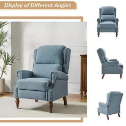 Kirklands Home Accent Chairs|Rosalie Upholstered Manual Recliner Blue