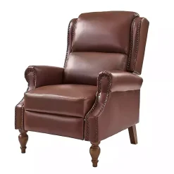 Kirklands Home Accent Chairs|Rosalie Faux Leather Manual Recliner Brown