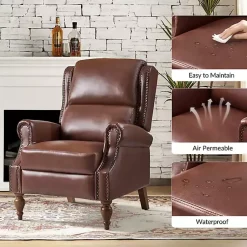 Kirklands Home Accent Chairs|Rosalie Faux Leather Manual Recliner Brown
