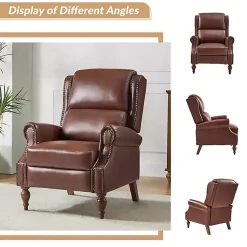 Kirklands Home Accent Chairs|Rosalie Faux Leather Manual Recliner Brown
