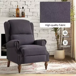 Kirklands Home Accent Chairs|Rosalie Charcoal Upholstered Manual Recliner Gray