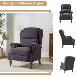 Kirklands Home Accent Chairs|Rosalie Charcoal Upholstered Manual Recliner Gray