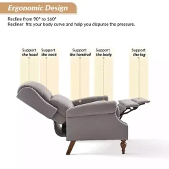Kirklands Home Accent Chairs|Rosalie Light Upholstered Manual Recliner Gray