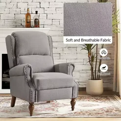 Kirklands Home Accent Chairs|Rosalie Light Upholstered Manual Recliner Gray