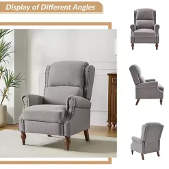 Kirklands Home Accent Chairs|Rosalie Light Upholstered Manual Recliner Gray