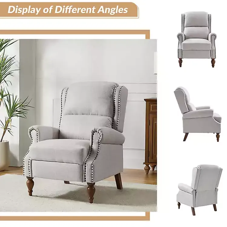 Kirklands Home Accent Chairs|Rosalie Oatmeal Upholstered Manual Recliner White